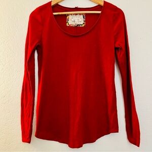 pure+good Anthropologie SZ SM 100% Cotton Schoolhouse Red Long Sleeve Top